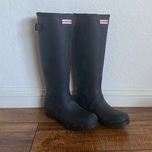 Hunter Women’s Original Back Adjustable Tall Rain Boots in Black - Size 9